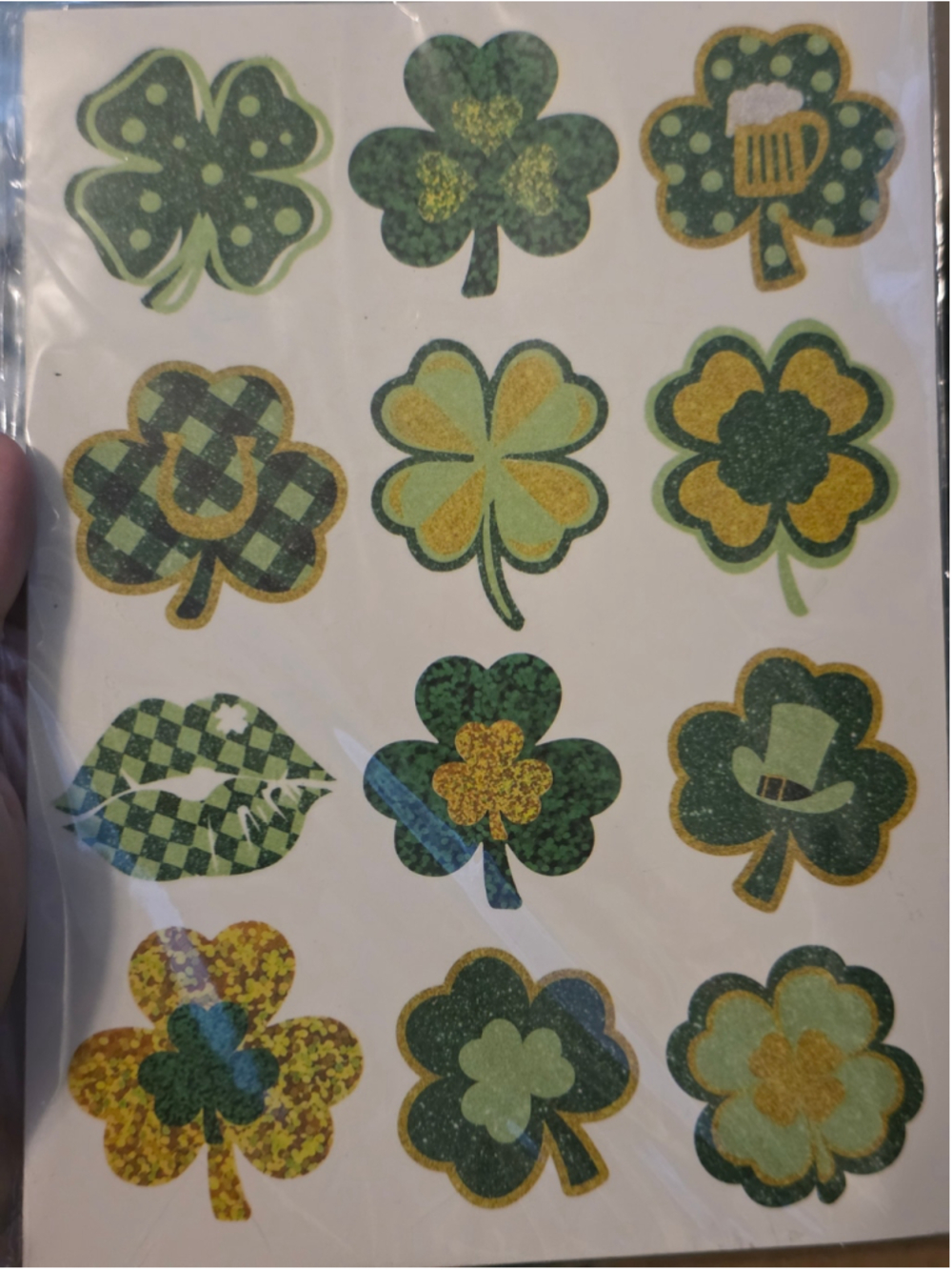 St. Patrick's Day Shamrock Temp Tattoo Set Green Gold